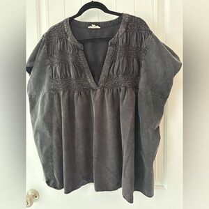 Oil and Hali Oversized Cap Sleeve Gray Women's Tunic Small/Medium